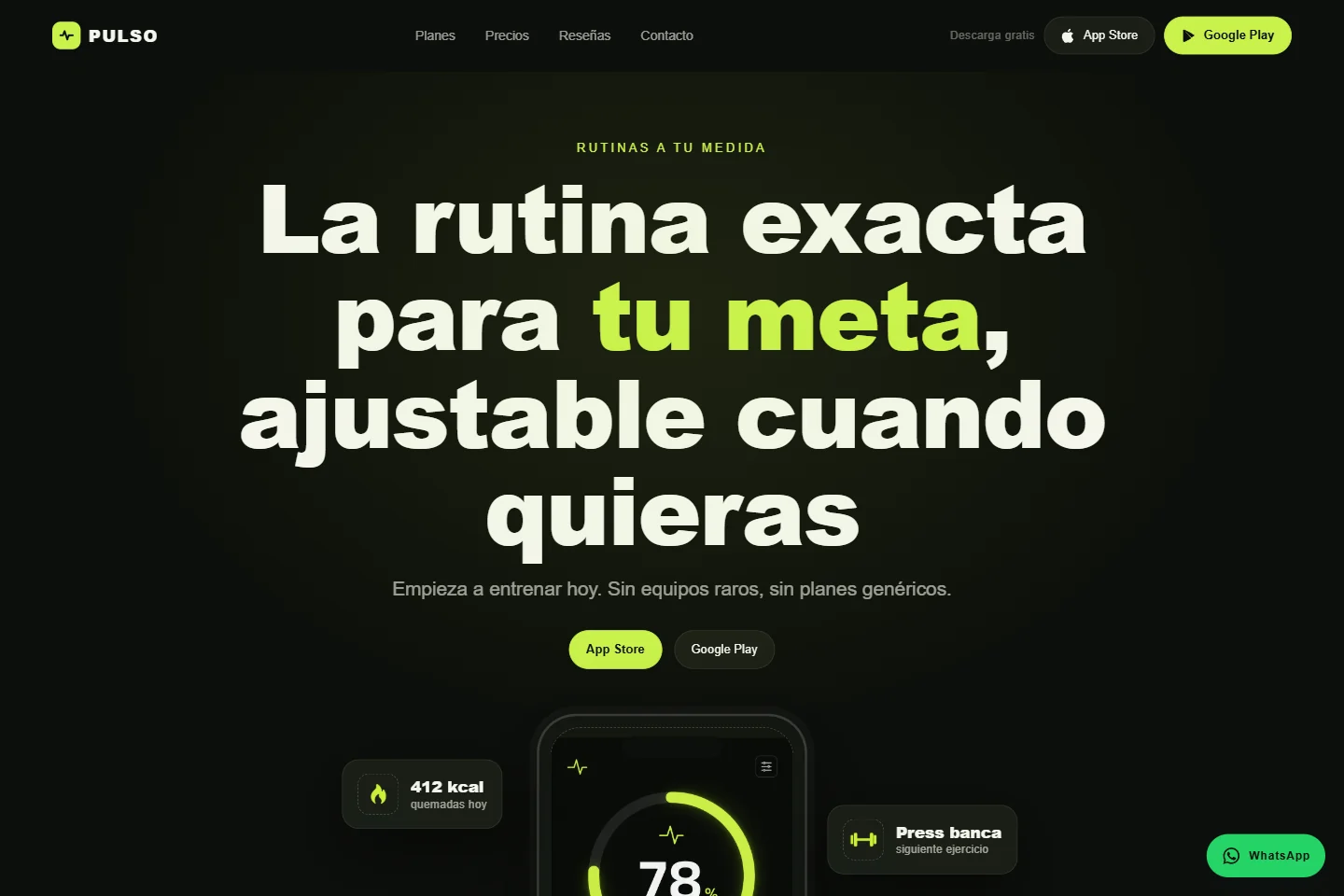 Vista completa del sitio Pulso App